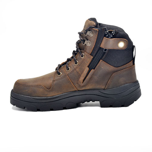 590CZN | Non Safety Crazy Horse Brown Side Zip Lace Boot (15cm)