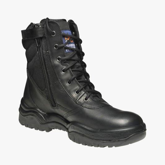 MONGREL - High Leg Zip Sider 8" Safety Boot - Black