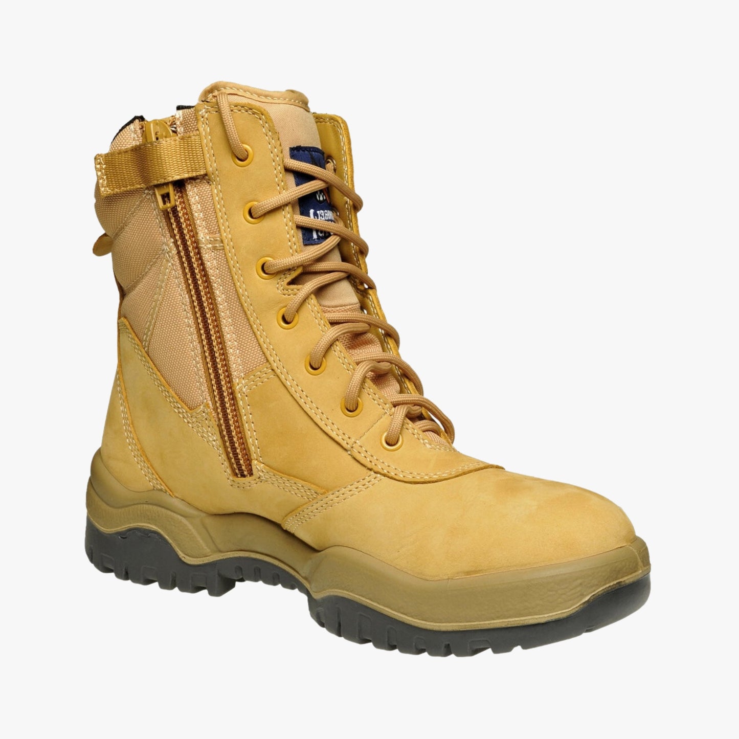 MONGREL - Lace Up Zip Sider 8" Safety Boot - Wheat